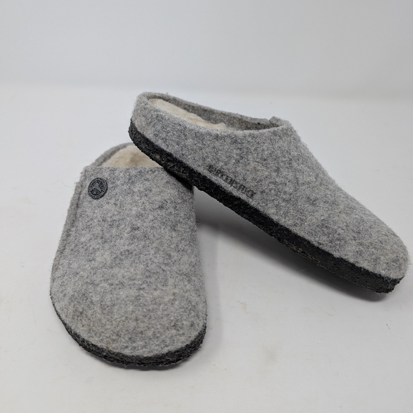 Kids Birkenstock Zermatt Shearling Wool Felt Slipper Clog in Light Gray size 29 - Picture 1 of 4